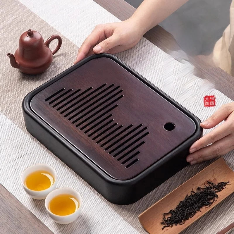 Kitchen Tea Tray Portable Dishes For Tea Bamboo Rectangle Storage Of Water Woodentray For Chinese Style Chaban Tea Table