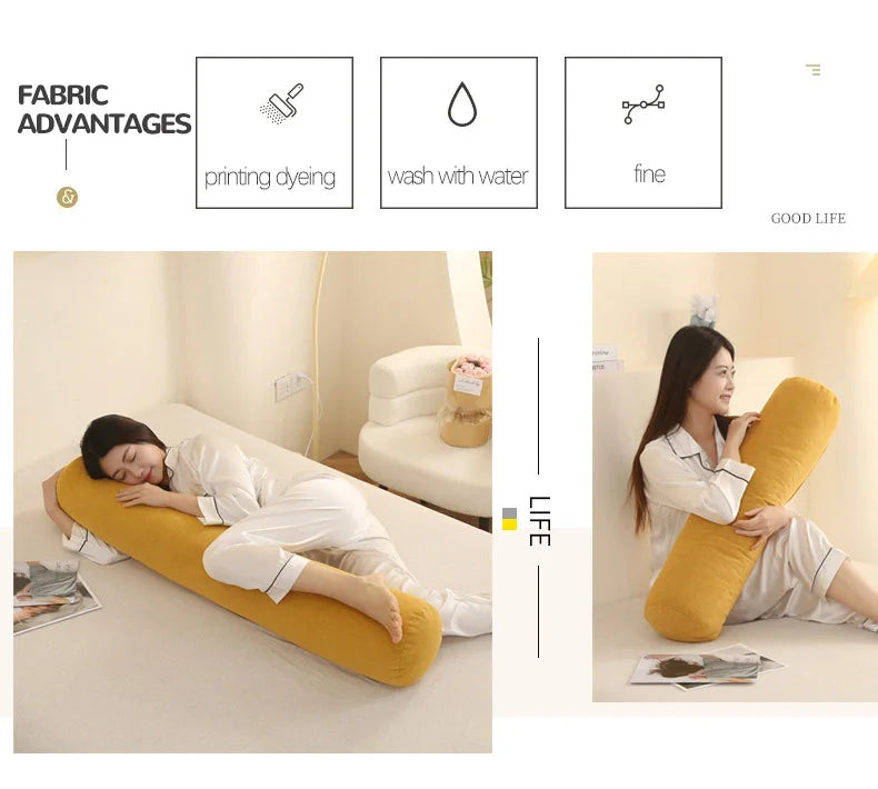 Body Pillow Pregnancy Pillows Chin Lumbar and Leg Support Stomach and Back Sleepers Adjustable Bendable Roll Pillow for Sleeping