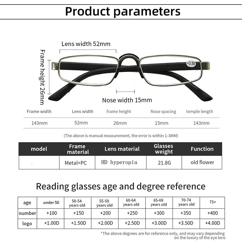 Reading Glasses Men High Quality Prescription Eyeglasses Frame Optical Clear Lenses