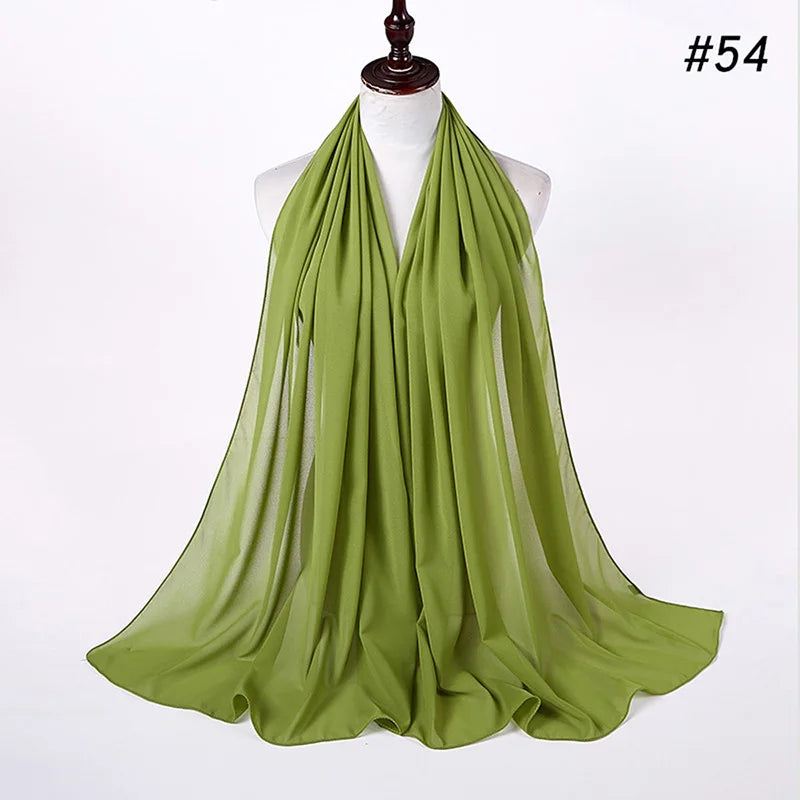 Muslim Chiffon Hijab Women Bubble Chiffon Scarf For Women Ladies Veil Muslim Islam Solid Color Malaysia Wrap Scarves