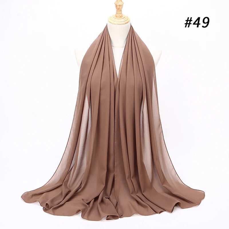 Muslim Chiffon Hijab Women Bubble Chiffon Scarf For Women Ladies Veil Muslim Islam Solid Color Malaysia Wrap Scarves