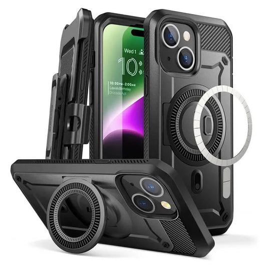 For iPhone 15 Plus Case 6.7“ 2023 UB Pro Mag Full Body Rugged Case with Built-in Screen Protector Kickstand Belt-Clip