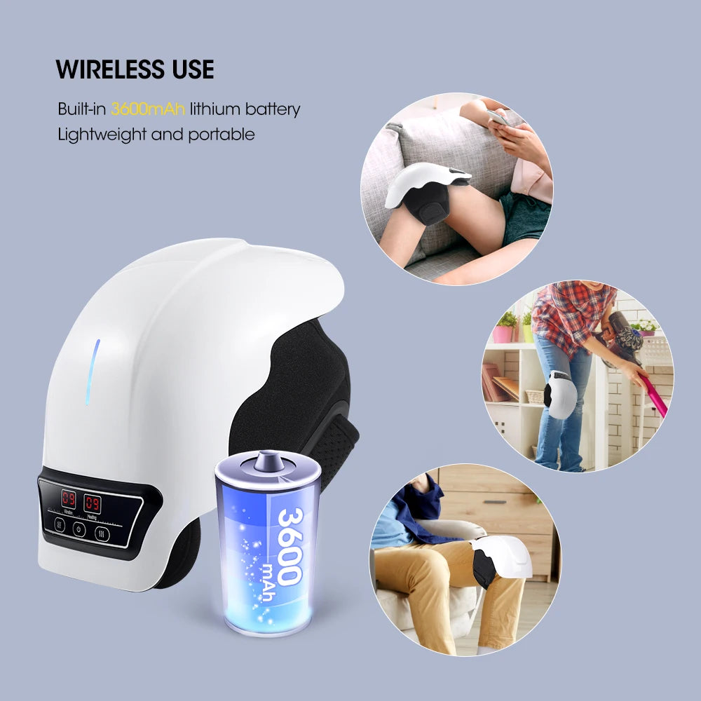 Electric Knee Massager with 3-gear Heating Knee Massage Machine Knee Massage Tool for Women & Men All-round wrap around the knee