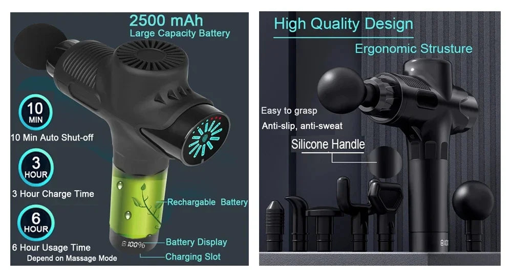 24V Professional Massage Gun With Hot And Cold Compress Electric 12Head High Frequency Fascia Gun Deep Tissue Neck Relax Fitness