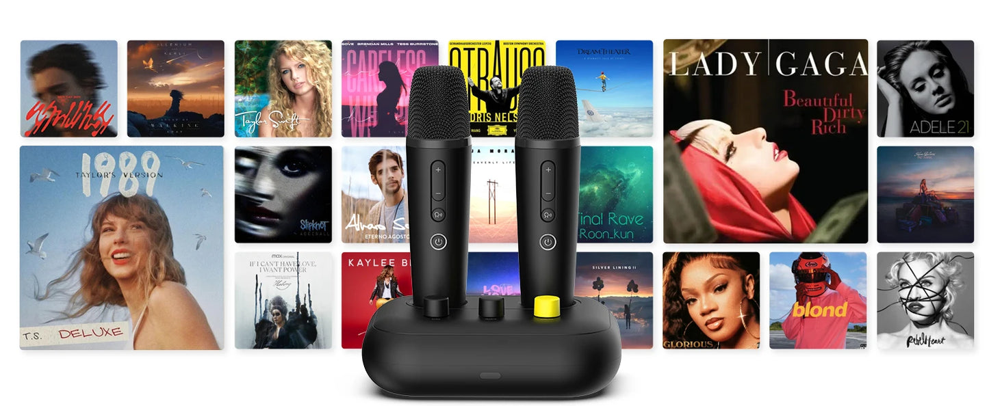 Puremic K3 Karaoke Machine with Dual Wireless Microphones, Rechargeable Dock, HDMI & AUX Support, Unlimited Songs Streaming System