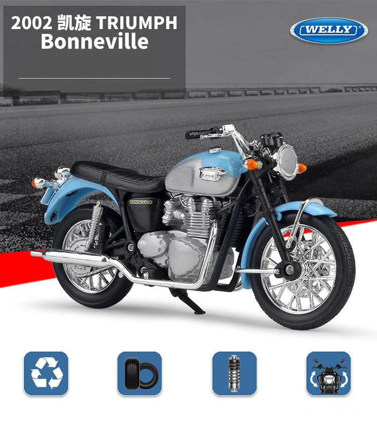 Diecast Triumph Bonneville 2002 Motorcycle Model 1 to 18 Scale
