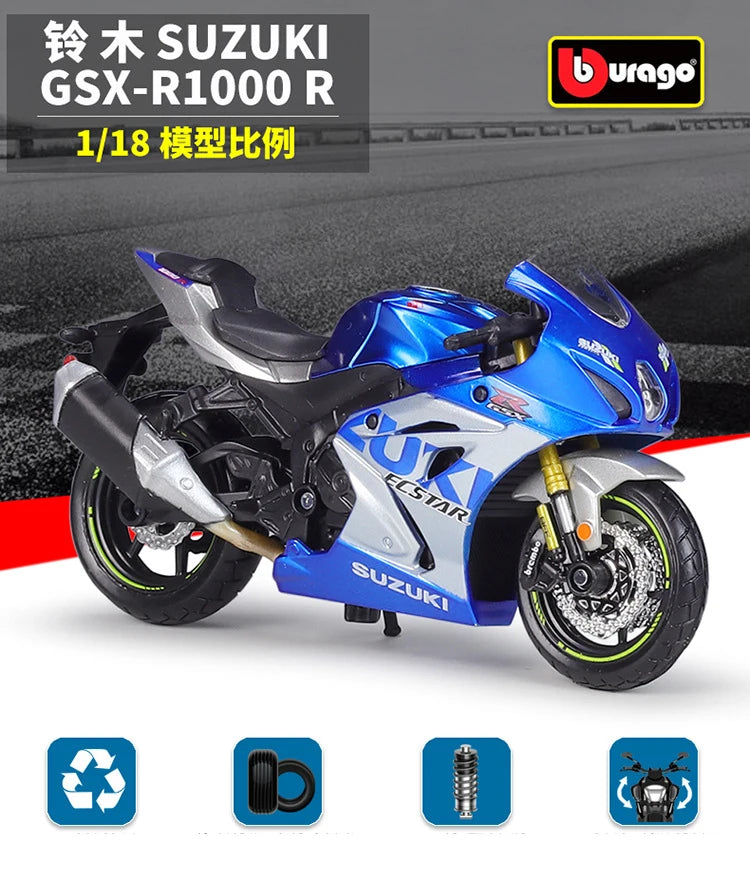 1 18 Scale Suzuki GSX R1000R Diecast Motorcycle Model