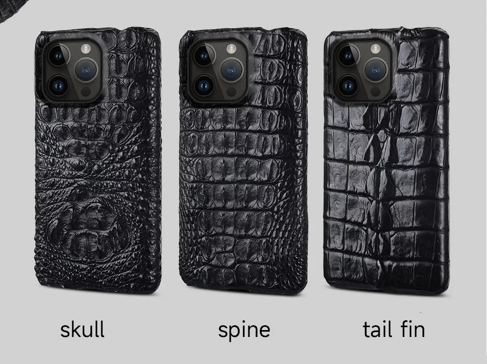 100% Genuine Crocodile Leather Phone Case For iPhone 16 15 14 Pro Max 15Pro 16 Plus Luxury Shockproof Back Cover