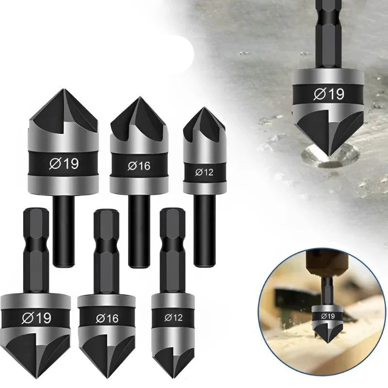 Countersink Drill Bit 3Pcs,Chamfer 90°,Suitable for Wood/Plastic/Aluminum Alloy,Woodworking Tools Countersink