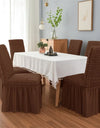 1PC Seersucker Chair Cover with Skirt Stretch Wedding Chairs Covers Dining Room Universal Size Seat Slipcovers for Banquet Party