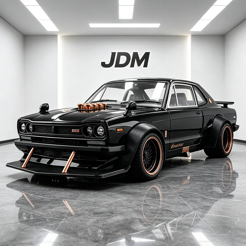 1 22 Scale Skyline 2000 GTR KPGC10 V8 Modified Diecast Pull Back Model Car with Sound and Light
