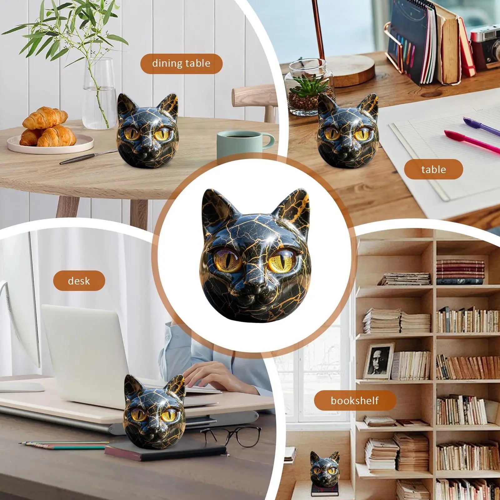 Cat Sculpture Elegant Black Cat Figurines Art Sculpture Resin Desk Decor Art Piece For Men Women Animal Lovers Housewarming