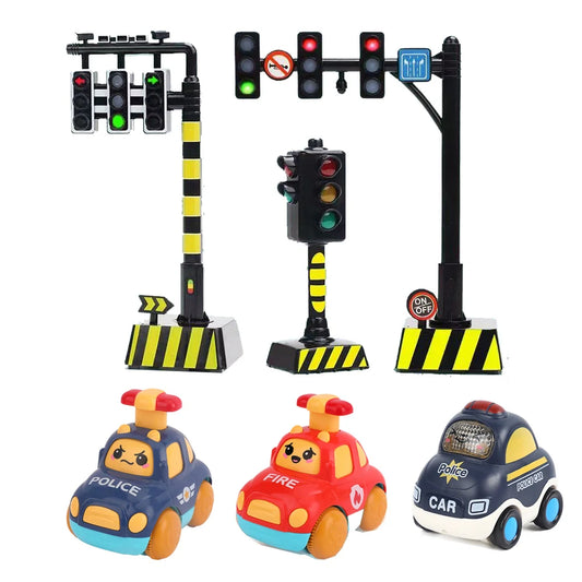 Education Simulation Traffic Lights Toys s Signpost Gas Station Indicator Warning Car Model Pretend Play Toys
