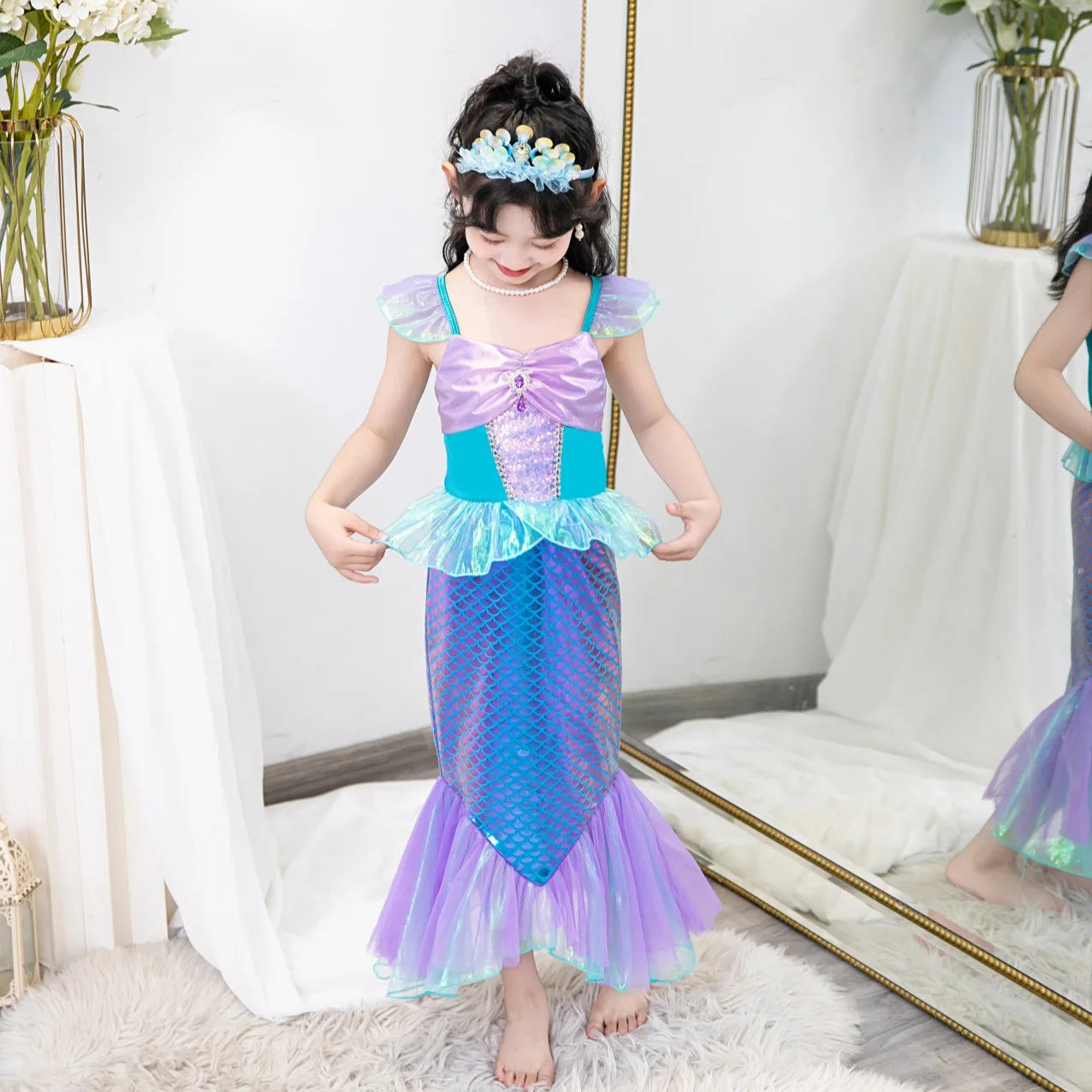 New Girl Dresses Princess Costume Kids Mermaid Cosplay Costume Kids Carnival Birthday Party Prom Costume Party Dresses For girls