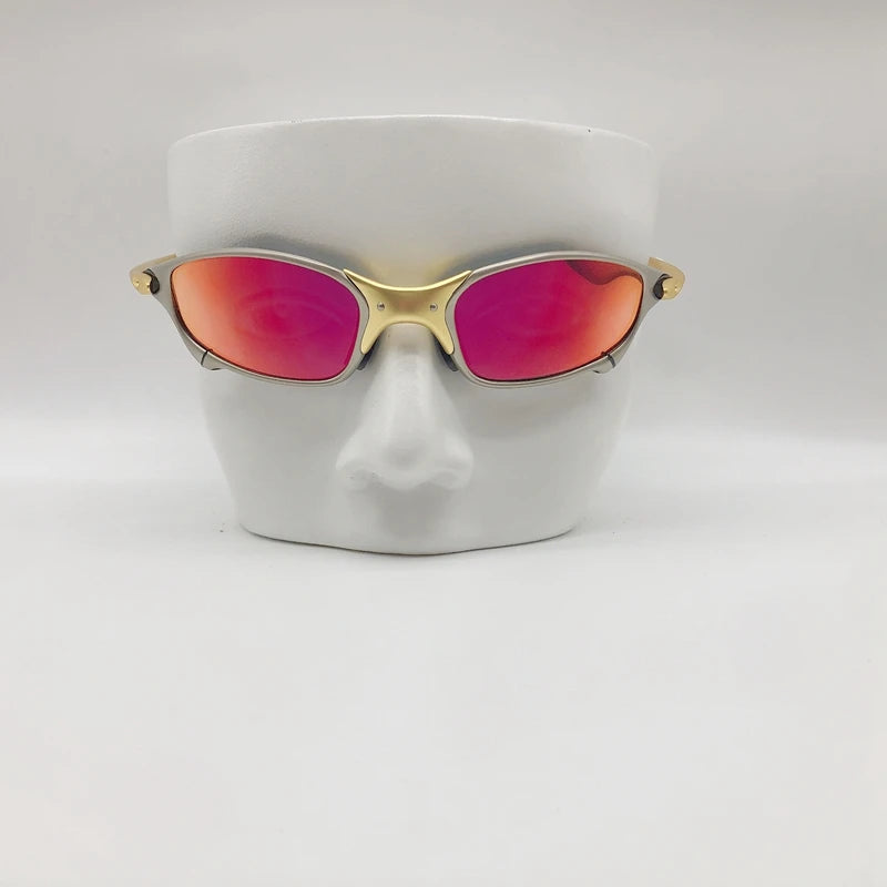 Polarized UV400 MTB Bike Cycling Sunglasses – Silver Metal Frame Riding Fishing Eyewear