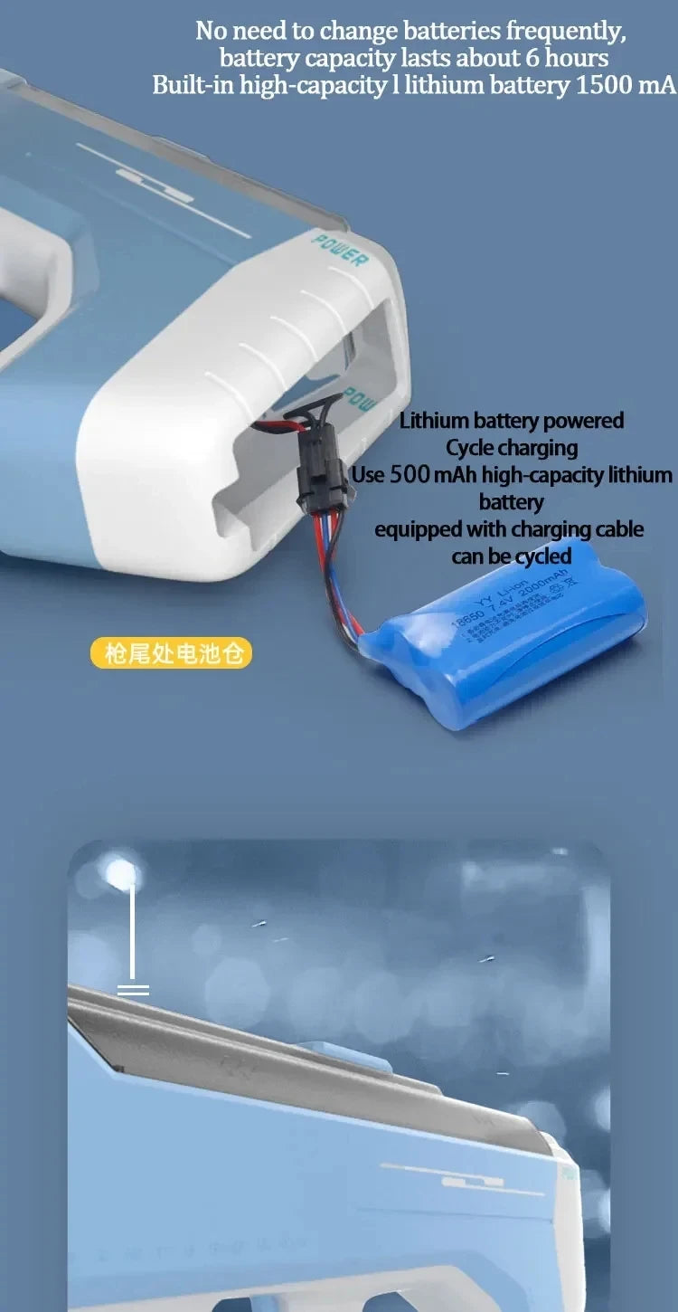 Fully Electric Big Water Gun High Pressure Rechargeable Water Blaster for Outdoor Summer Activities