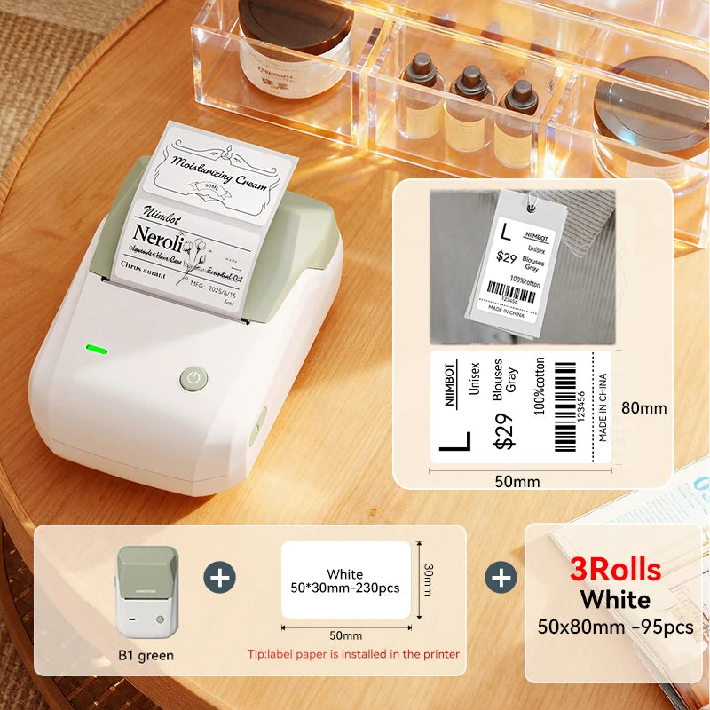 B1 Portable Thermal Label Printer 2 Inch, Bluetooth Mini Sticker Maker, Wireless Inkless Label Printer for Smartphone & PC