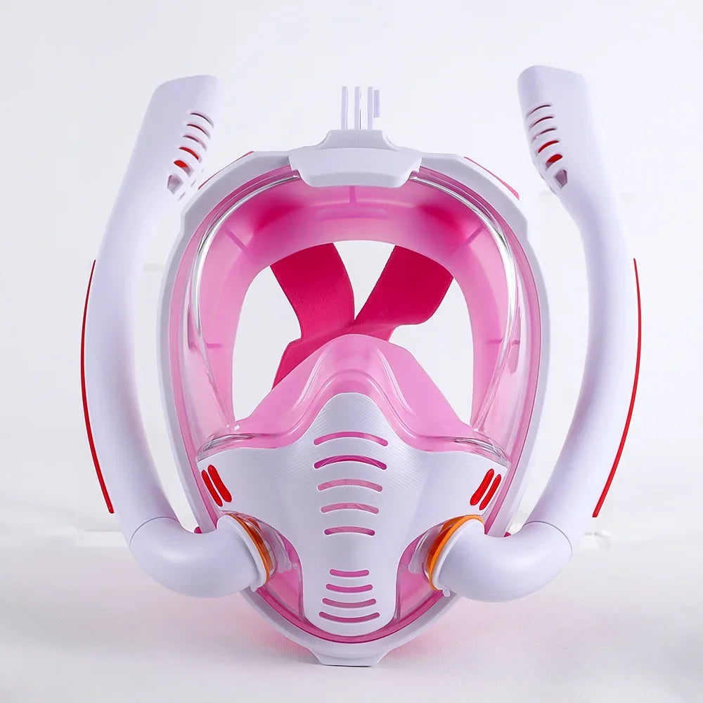Full Face Snorkel Mask with Anti-Fog Wipes 180 Degree Panoramic HD View Snorkeling Mask Anti-Leak Dry Set for Adults