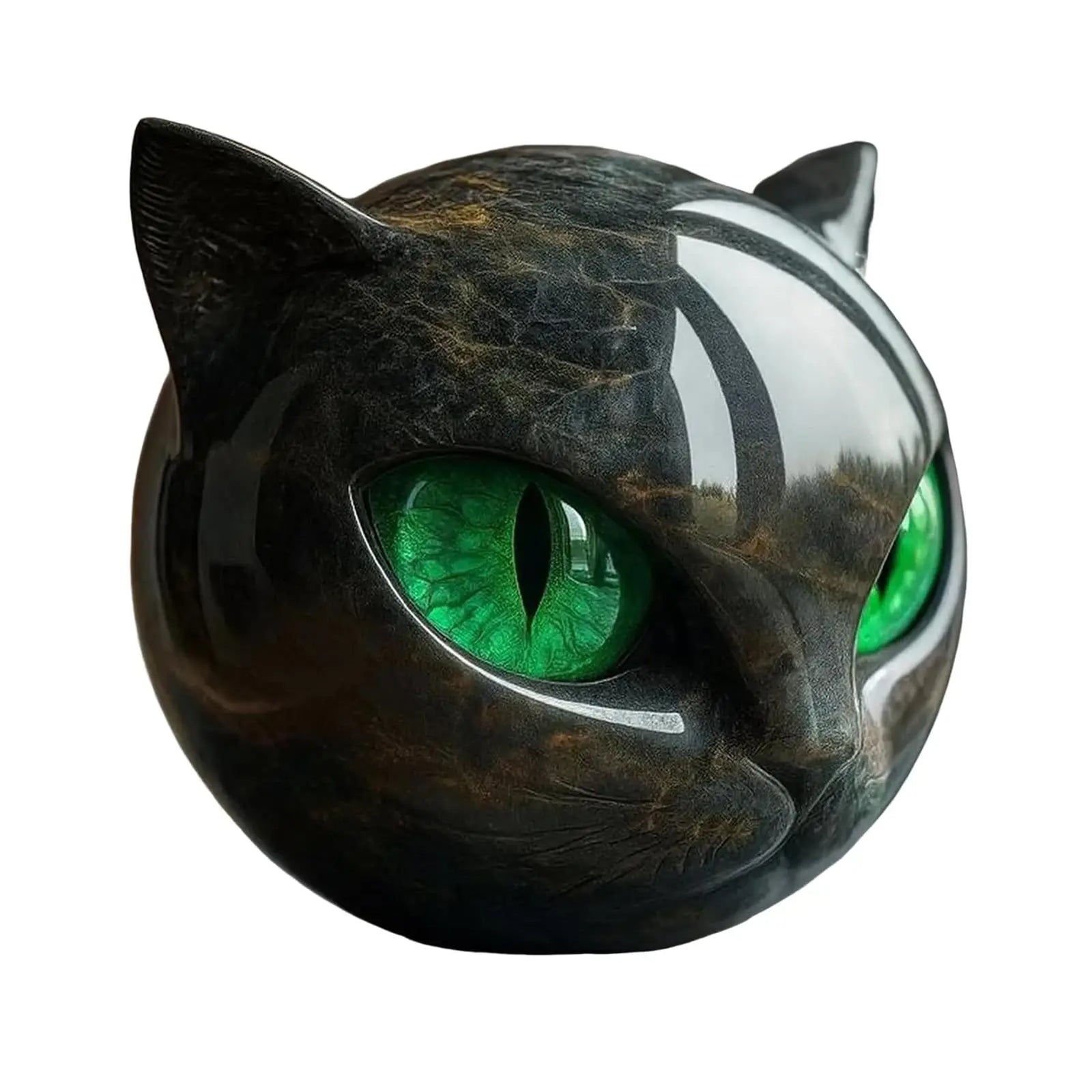 Black Cat Figurine Resin Cat Head Healing Stone Marble Texture Cat Stone Resin Cat Sculpture Ornament Cat Sculpture Craft Decor