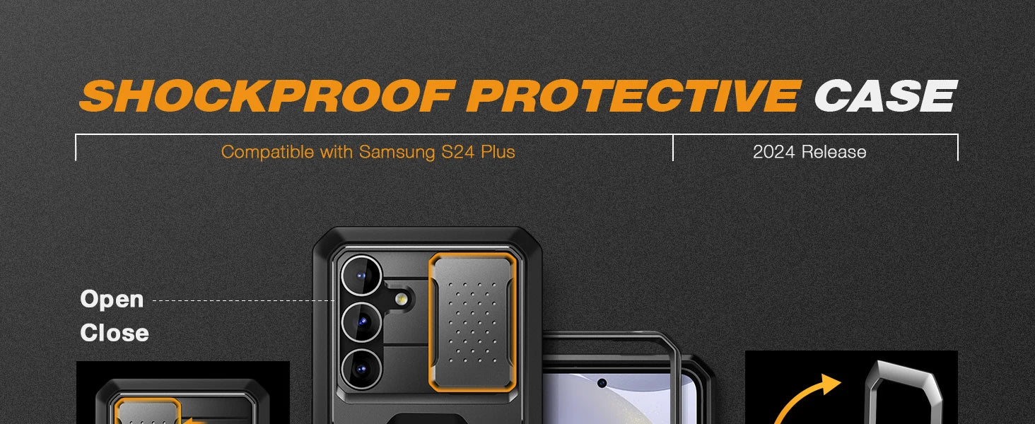 For Samsung Galaxy S24 Plus Case with Tempered Glass Screen Protector Full Body Protection Military Grade Shockproof Phone Case