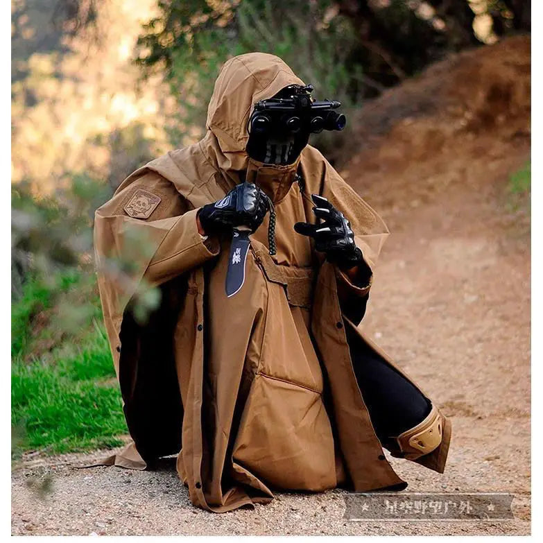 Tactical Waterproof Rain Poncho for Camping Hiking Cycling and Fishing