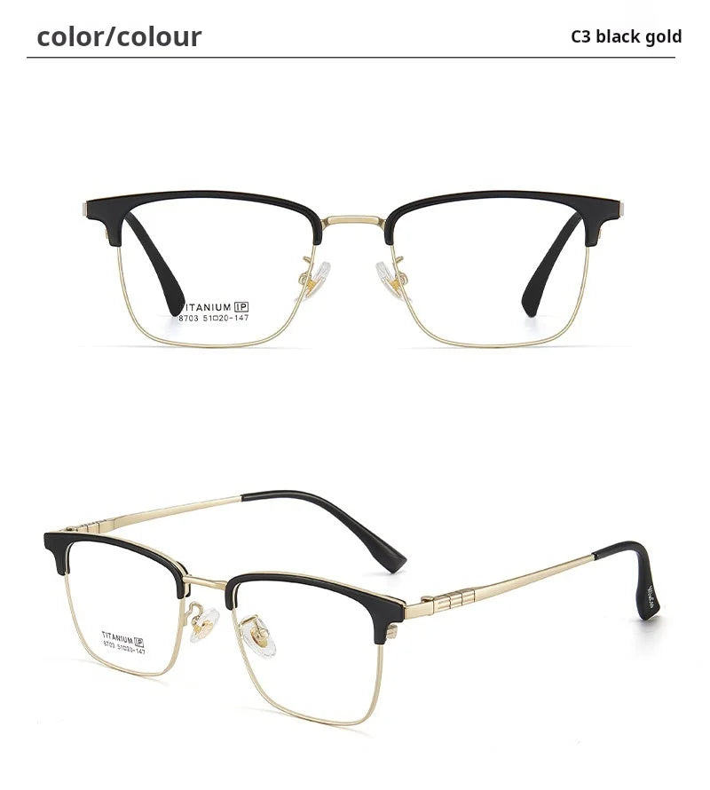 Retro Square Lightweight Titanium Eyeglasses Frames