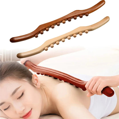 8 Beads Gua Sha Stick Wooden Body Massage Stick Handheld Abdomen Cellulite Massager For Back Relief Wood Therapy Massage Relaxed