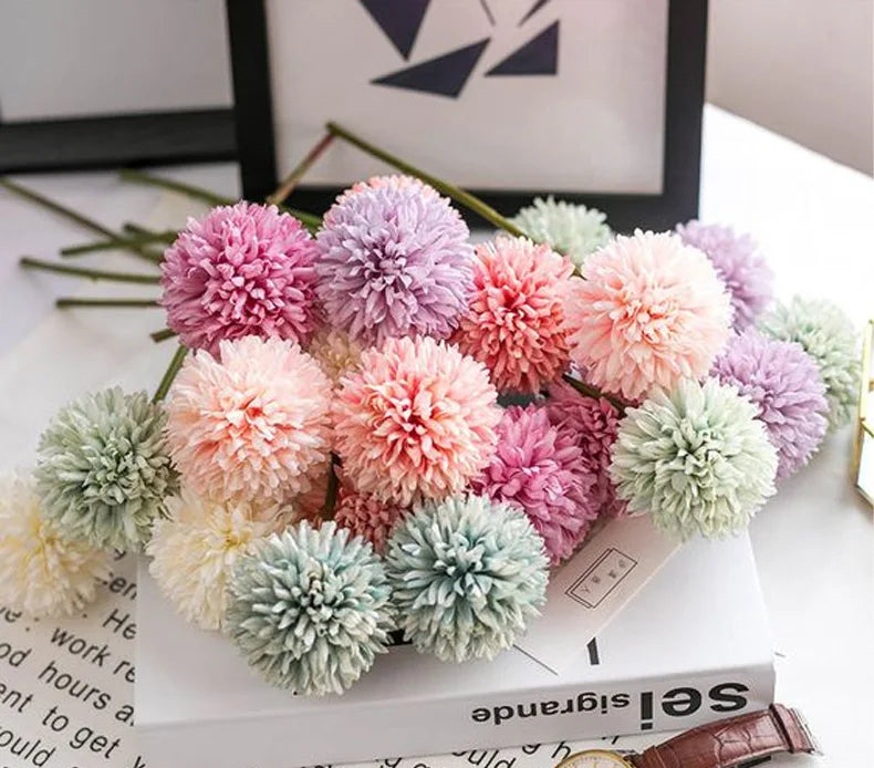 5pcs Artificial Hydrangea Flowers Bouquet for Home Flower Arrangement Decoration Wedding Table Christmas Decoration Dandelion
