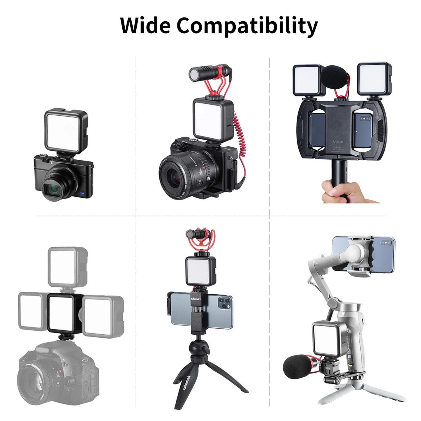 Mini Vlog LED Fill Light 6W 5500K Rechargeable 2000mAh Dimmable Phone Video Lighting