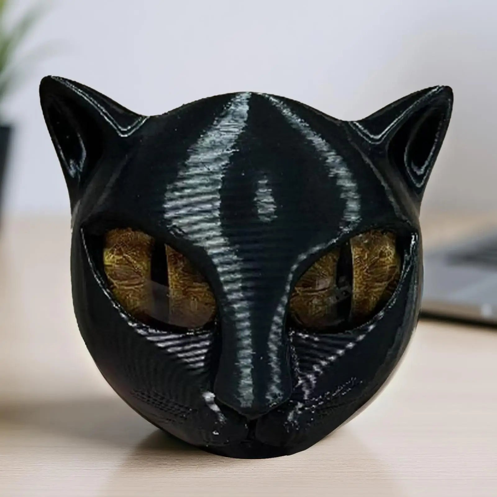 Black Cat Stone Figurine Resin Cat Head Miniature Marble Texture Cat Stone Cat Sculpture Craft Office Desk Cat Decor Kitten Art