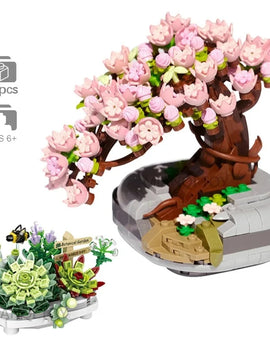 Blocks Eternal Flower Building Bricks Beautiful Sakura Succulent Plant Rose Toys for Children Girls Gifts Kids Present 1660