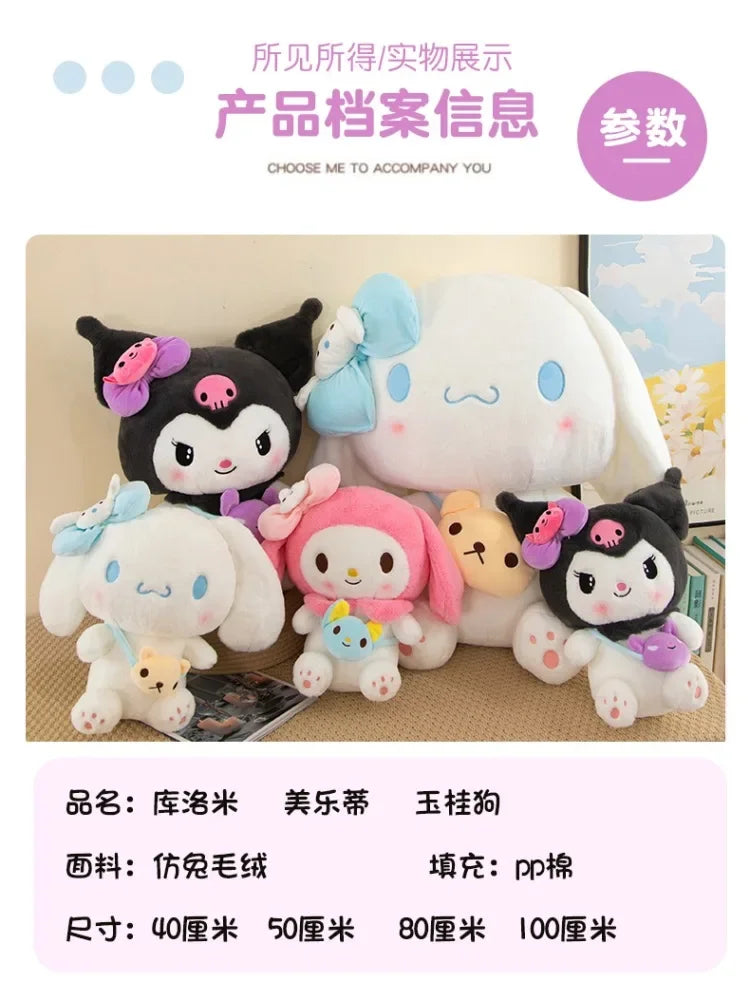 Sanrio Kuromi Plush Dolls 40/50cm Kawaii My Melody Cinnamoroll Soft Stuffed Animals Anime Figure Pillow Cartoon Decor Kids Toys