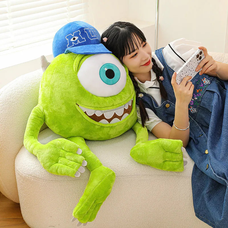 Kawaii Mike Plush Toy Big Eye Monster with Hat Cute Stuffed Doll for Kids Birthday Xmas Gift Soft Pillow Toy for Boys and Girls