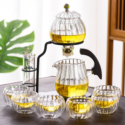 Lantern Model Glass Teapot Modern Decoration Kung Fu Teapot Drinkware Transparent Glass Tea Set 6 Cups For Drink