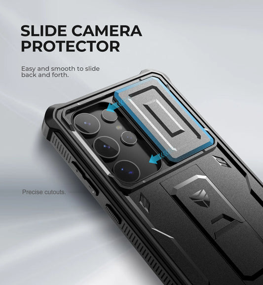 For Samsung Galaxy S24 Ultra 6.8 inch 2024 Case Full Body Rugged Case with Camera Cover & Built-in Screen Protector Kickstand
