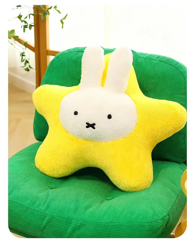 New Kawaii Miffy Stuffed Doll Miffy Star Pillow Plush Toy for Kids Anime Birthday Gift Soft Cuddly Sleeping Buddy for Girls