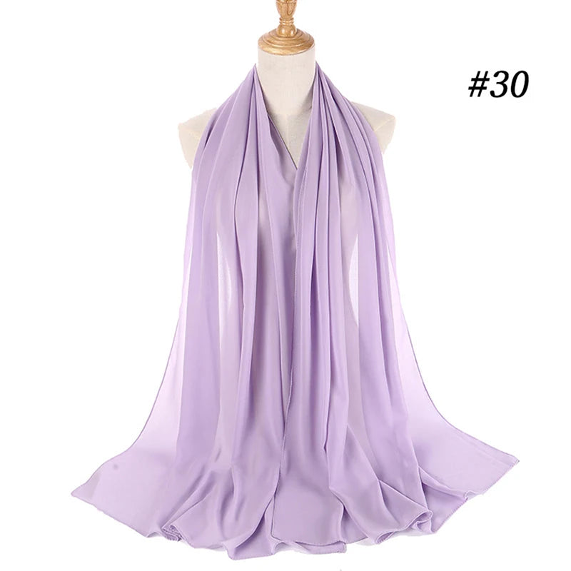 Muslim Chiffon Hijab Women Bubble Chiffon Scarf For Women Ladies Veil Muslim Islam Solid Color Malaysia Wrap Scarves