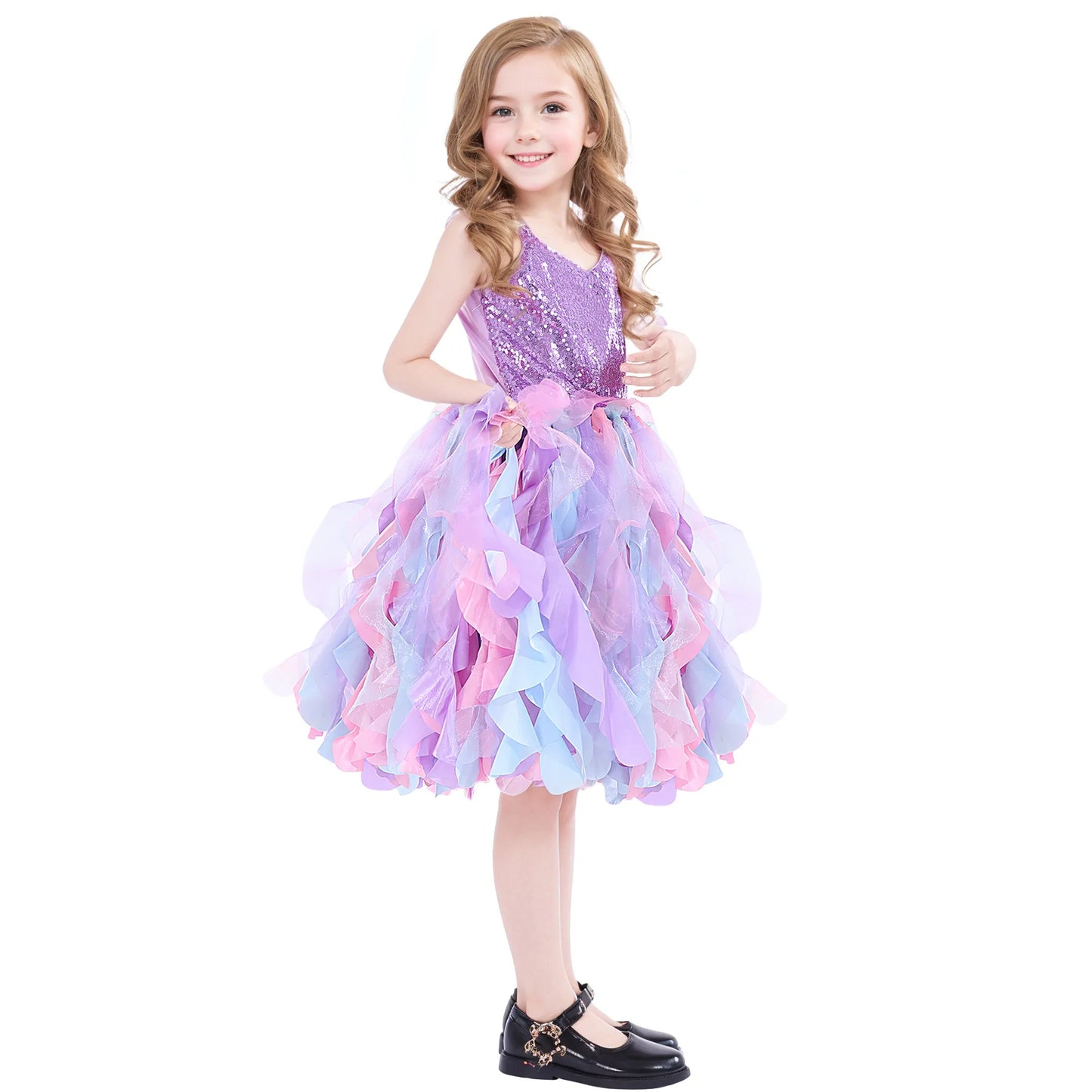 Sequin Pageant Dress with Spiral Hem Birthday Party Gown