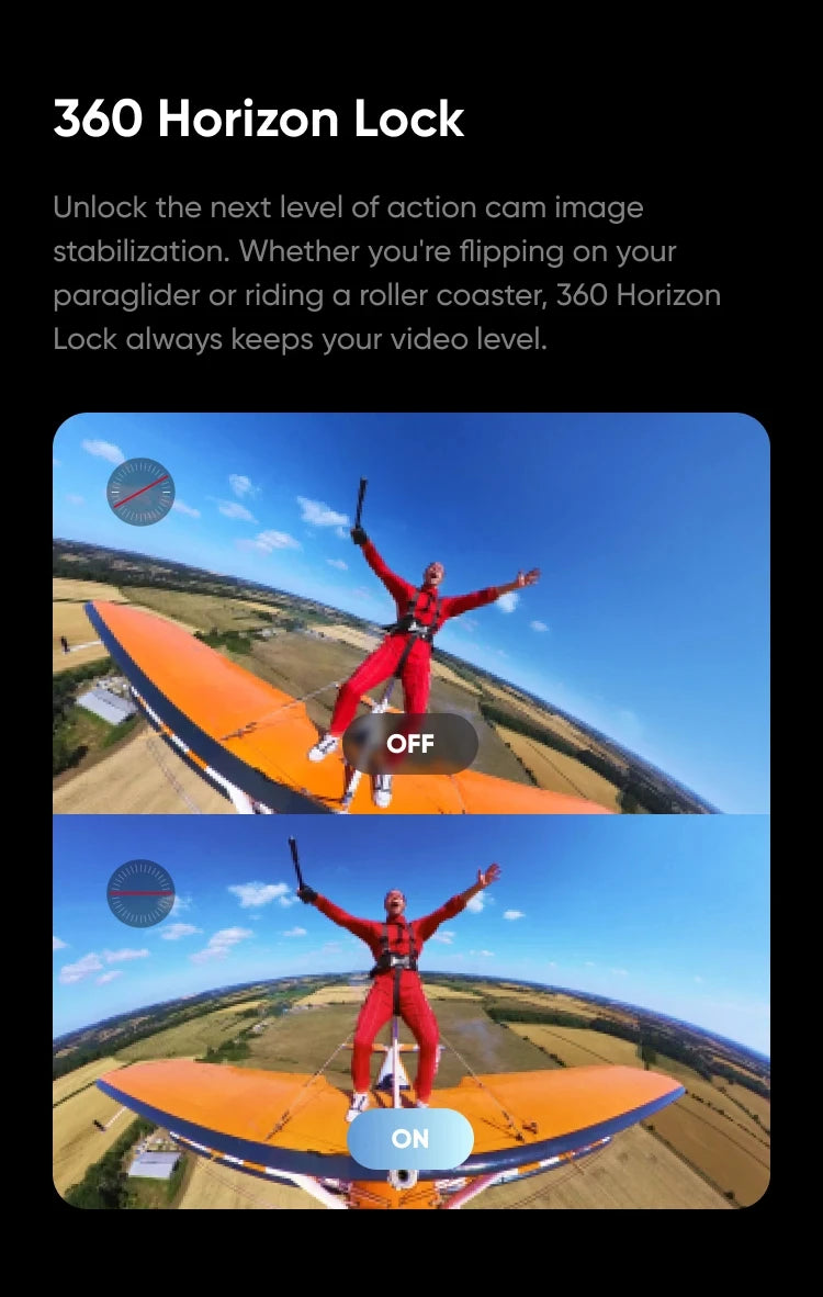 5.7K 360° Action Camera with 4K Single Lens Recording and FlowState Stabilization