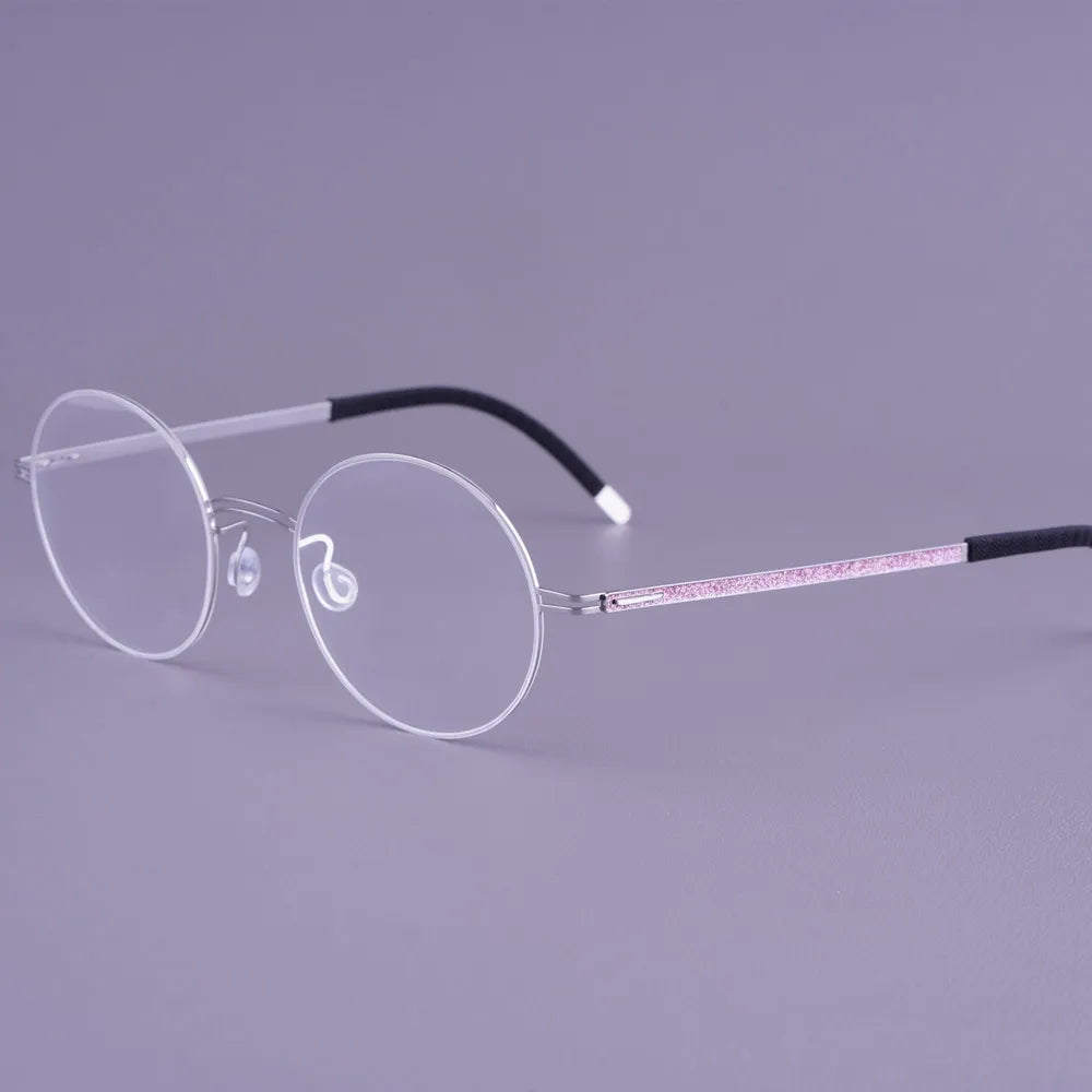 Round Screwless Pure Titanium Eyeglasses Frame