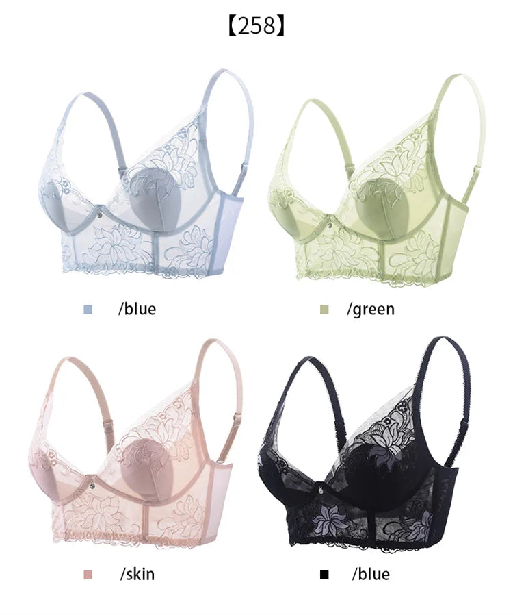 Women’s Lace Transparent Rabbit Ears Push-Up Bra – Soft, Thin, Wire-Free Bralette