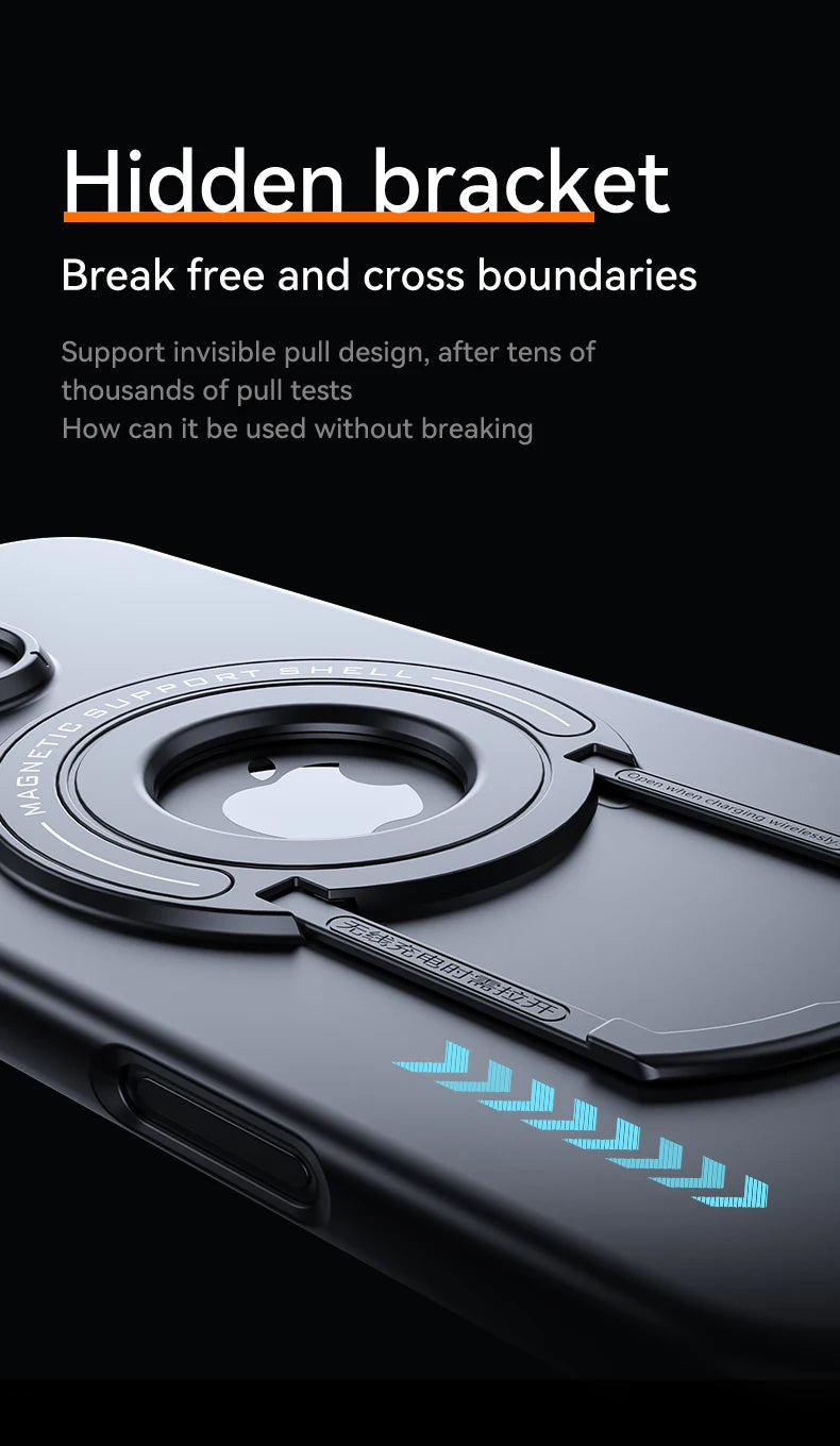 For Magsafe  Solid Color Matte Car Holder Shockproof Phone Case for iPhone 15 Pro Max 14 Pro Max Plus Back Cover