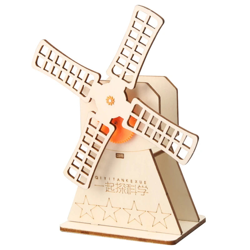 3D Wooden Puzzle DIY Physical Model Science Experiment Educational Toy Password Box Grain Fan Assembly Model DIY Decoration Gift