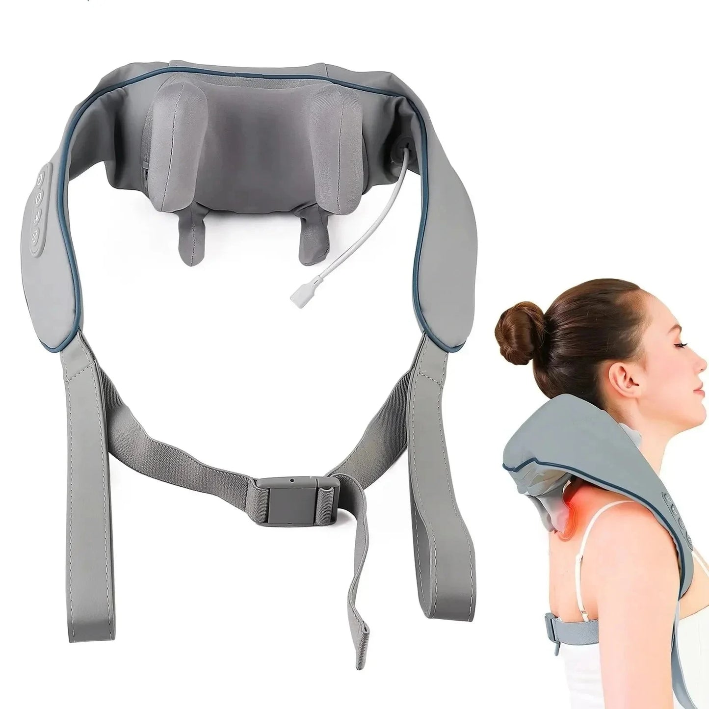 6D Shiatsu Back Neck Shoulder Massager Wireless Powerful Heated Kneading Car/Home Massage Shawl Health Care