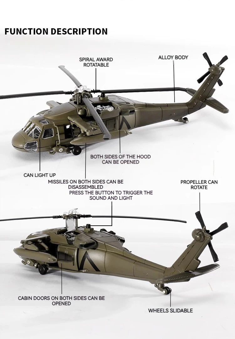 Black Hawk Helicopter Alloy Model with Sound & Light