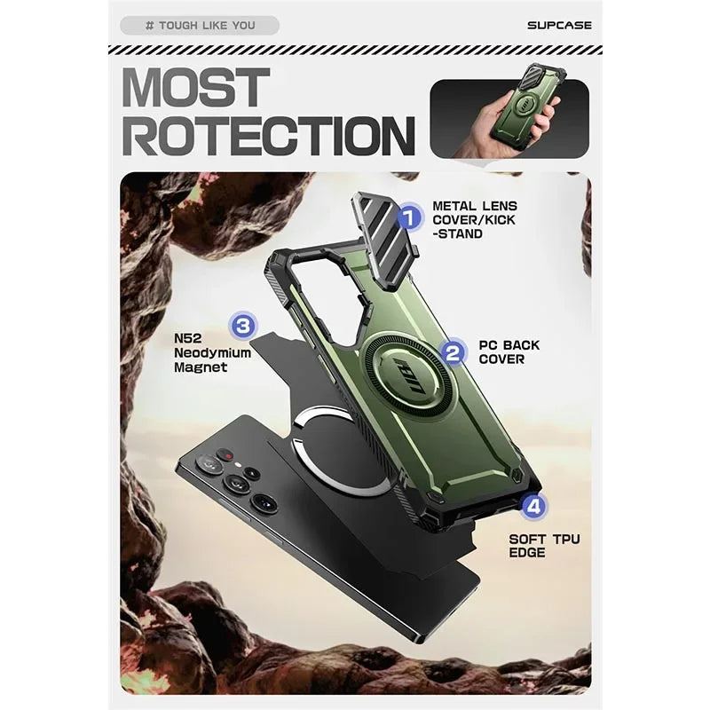 For Samsung Galaxy S25 Ultra Case UB Mag XT Heavy Duty Rugged Strong  Phone Case with Camera Cover Kickstand