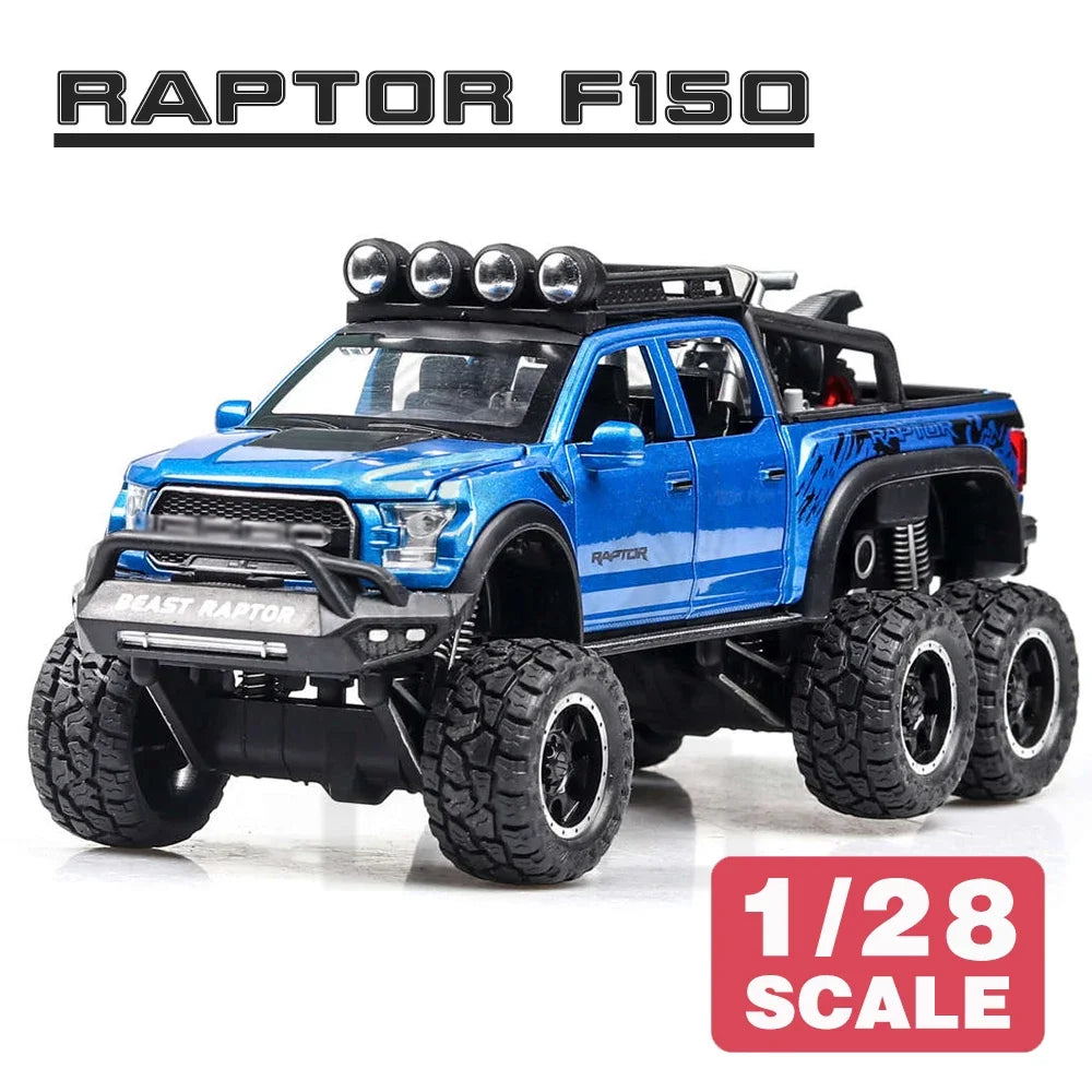 1/28 Raptor F150/G63 Pickup Big Wheels Car Model Toy Alloy Diecast Metal Monster Truck Car Off-road Vehicle Collection
