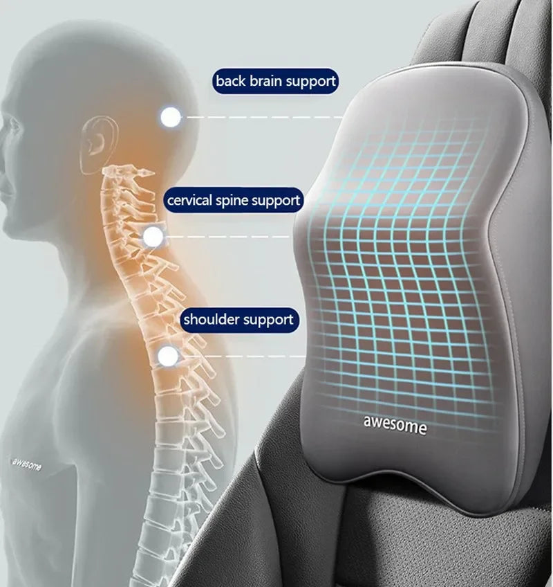 Car Lumbar Back Support Headrest Neck Pillow Memory Foam Lumbar Pillow Universal Soft Neck Pillows Cushion Car Supplies
