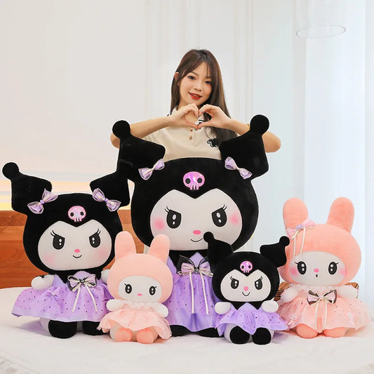 Kawaii Princess Kuromi Plush Toy 70 cm Tulle Skirt Stuffed Doll Pillow