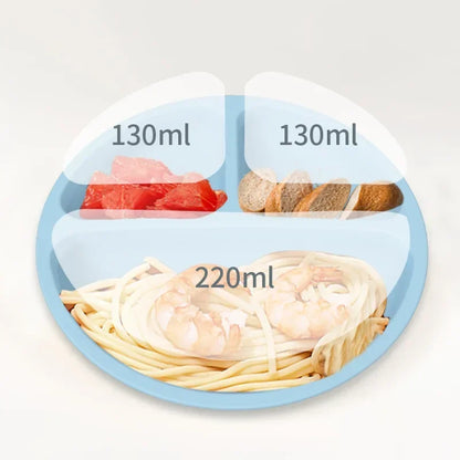 Baby Silicone Plate with 4 Suction Cups Toddler Feeding Plate Smile Face Sucker Bowl Children Dishes Kids Training Tableware